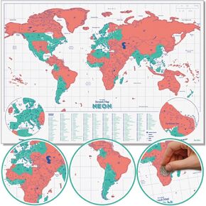 Luckies Scratch Map Neon | Travel Map & Scratch Off World Map | Scratch Map | World Map Scratch Off Map | Travel Map To Scratch Off Travels | World Map Scratch Off | Ideal Travel Gifts | Green in Saudi Arabia