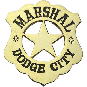 Dodge City REPLICA NOVELTY BADGE Mashal Pocket or Lapel Gold Tone 2 inch pin NOT THE REAL THING F3D18K in Kuwait
