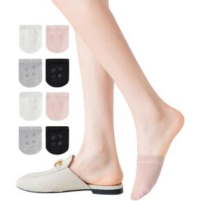 Ultra Thin Toe Cover Solid No Show Socks Womens for Mules, Non Slip Toe Socks Half Socks, Size 5-8.5, 4-Color (8 Pairs) in Saudi Arabia