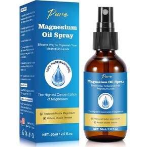 Pure Magnesium Oil Spray,Magnesium Spray,Mg Oil for Feet, Mg Glass Bottle,2 fl oz/60ml, Easy to Absorb and Use in Saudi Arabia