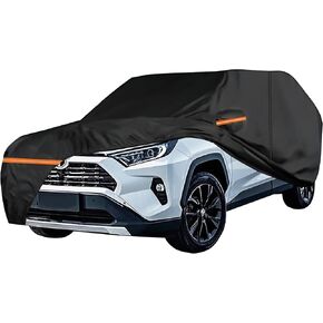 أغطية سيارة Amooca تغطي مقاومة للماء من أشعة الشمس جميع الطقس للسيارات غطاء الثلج 420d مع بطانة القطن السحابية للبطانة العالمية لالتقاط الشاحنة المدمجة طولها 16.4-18 قدم in Kuwait