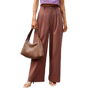 Women's Baggy Linen Pant Wide Leg Work Casual Palazzo Pant with Pockets in Kuwait