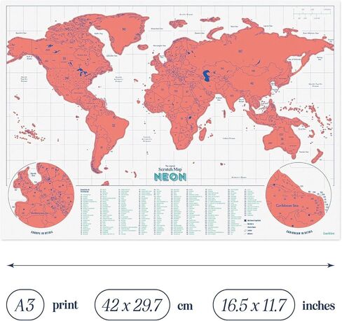 Luckies Scratch Map Neon | Travel Map & Scratch Off World Map | Scratch Map | World Map Scratch Off Map | Travel Map To Scratch Off Travels | World Map Scratch Off | Ideal Travel Gifts | Green in Saudi Arabia