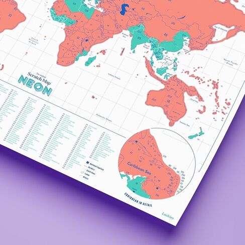 Luckies Scratch Map Neon | Travel Map & Scratch Off World Map | Scratch Map | World Map Scratch Off Map | Travel Map To Scratch Off Travels | World Map Scratch Off | Ideal Travel Gifts | Green in Saudi Arabia