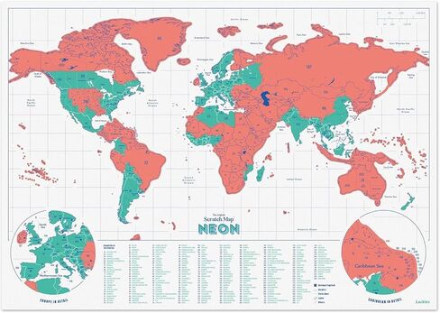 Luckies Scratch Map Neon | Travel Map & Scratch Off World Map | Scratch Map | World Map Scratch Off Map | Travel Map To Scratch Off Travels | World Map Scratch Off | Ideal Travel Gifts | Green in Saudi Arabia