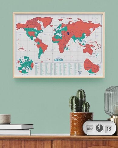 Luckies Scratch Map Neon | Travel Map & Scratch Off World Map | Scratch Map | World Map Scratch Off Map | Travel Map To Scratch Off Travels | World Map Scratch Off | Ideal Travel Gifts | Green in Saudi Arabia