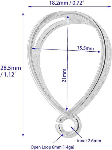 Extra Large Sterling Silver Pendant Bail Slider Connector Fit Up to 15mm Cuban Rope Chain in Kuwait