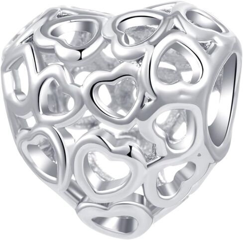 Women Love Silver Openwork Heart Charm Compatible with Pandora Bracelets Charms for Women in Saudi Arabia