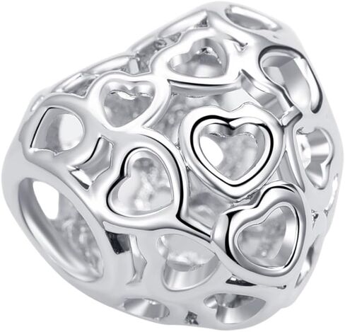 Women Love Silver Openwork Heart Charm Compatible with Pandora Bracelets Charms for Women in Saudi Arabia