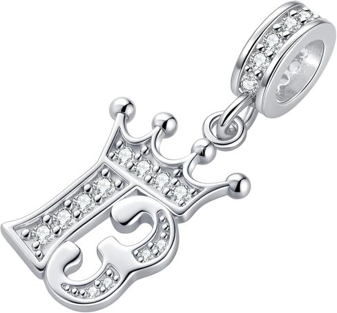 Sparkling Crown Tiara Birthday Dangle Charm fits Pandora Charms Moments Bracelets for Women Anniversary Celebration Bead Clear Cubic Zirconia in Saudi Arabia