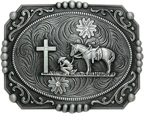Religion Cross Prayer and Horse Belt Buckle Western Cowboy Longhorn Belt Buckles for Men Women in Saudi Arabia