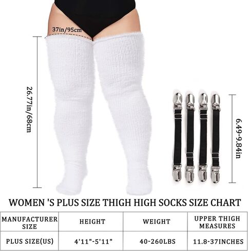 Plus Size Plush Thigh High Socks for Women Fuzzy Stocking Thick Over the Knee Fleece Leg Warmers Boot Socks in Kuwait