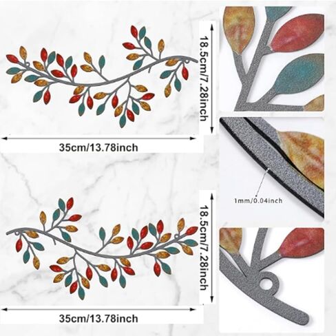 2 Pieces Metal Tree Leaf Wall Decor Vine Olive Branch Leaf Wall Art Wrought Iron Scroll Sculptures Above the Bed, Living Room, Outdoor Decoration (Gold,Classic Style) in Saudi Arabia