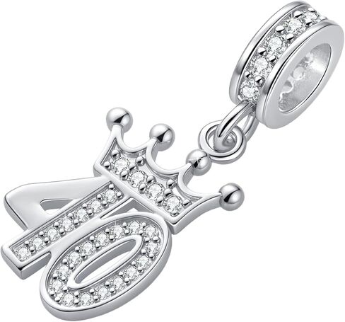 Sparkling Crown Tiara Birthday Dangle Charm fits Pandora Charms Moments Bracelets for Women Anniversary Celebration Bead Clear Cubic Zirconia in Saudi Arabia