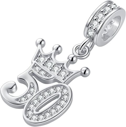 Sparkling Crown Tiara Birthday Dangle Charm fits Pandora Charms Moments Bracelets for Women Anniversary Celebration Bead Clear Cubic Zirconia in Saudi Arabia
