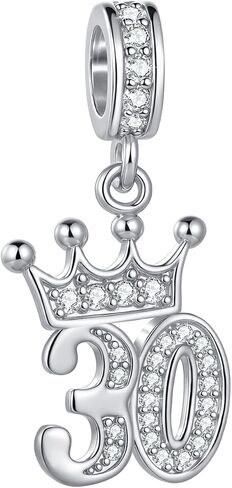 Sparkling Crown Tiara Birthday Dangle Charm fits Pandora Charms Moments Bracelets for Women Anniversary Celebration Bead Clear Cubic Zirconia in Saudi Arabia