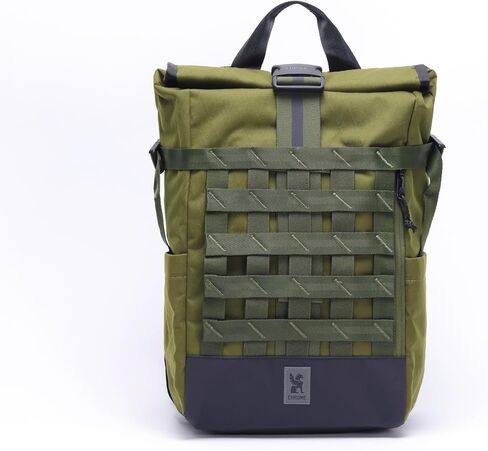 حقيبة ظهر Chrome Industries Barrage سعة 18 لترًا Moss X Roll-Top - حقيبة مقاومة للماء للعمل والسفر - تتميز بشبكة شحن وجيب للكمبيوتر المحمول in Saudi Arabia