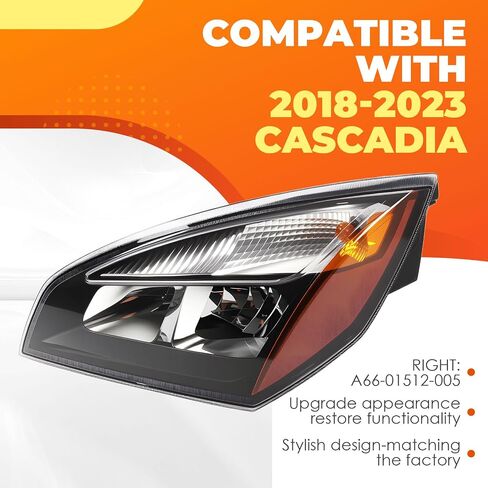 مجموعة المصابيح الأمامية الهالوجين اليمنى متوافقة مع المصابيح الأمامية Cascadia 2018-2023 A6601512005 (يمين) in Saudi Arabia