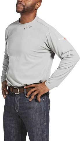 ARIAT Men's Fr Baselayer Long Sleeve Work T-Shirt Silver Medium in Saudi Arabia