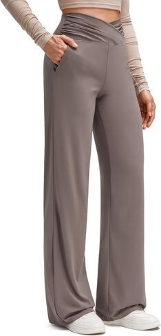 G4Free BareFeel High Stretch Wide Leg Yoga Pants for Women Side Pleated V Waist Casual Trousers with Pockets in Saudi Arabia