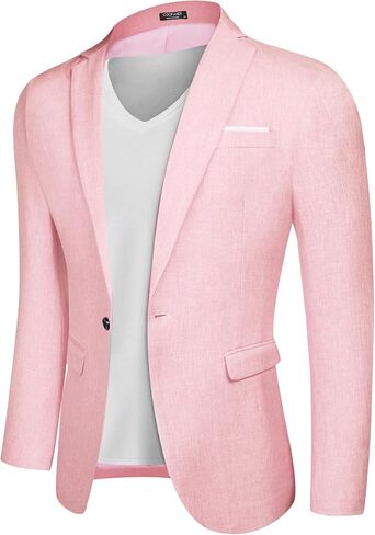Coofandy Mens Blazer Plaid Sports Coat One Button Slim Fit Fit Checkered Blazers Stacket (Blaid Blazer - Beige M1) in Saudi Arabia