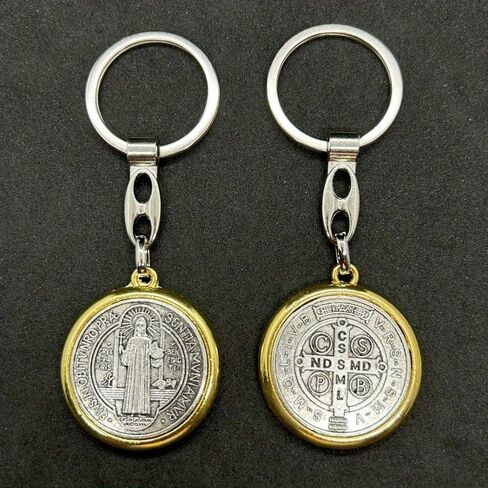 2 قطعة سلسلة المفاتيح SaintBenedict ميدالية الكاثوليكية SanBenito قلادة كيرينغ يسوع الدينية MetalJewelry اكسسوارات ل BagGift in Saudi Arabia