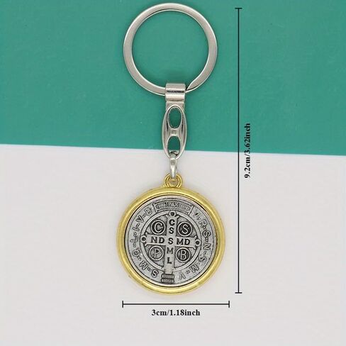 2 قطعة سلسلة المفاتيح SaintBenedict ميدالية الكاثوليكية SanBenito قلادة كيرينغ يسوع الدينية MetalJewelry اكسسوارات ل BagGift in Saudi Arabia