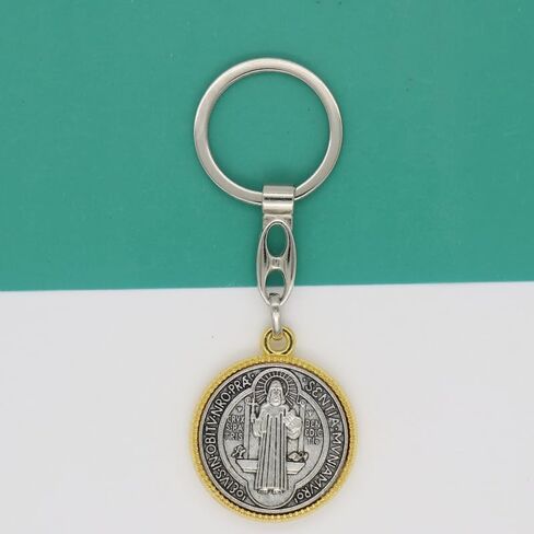 2 قطعة سلسلة المفاتيح SaintBenedict ميدالية الكاثوليكية SanBenito قلادة كيرينغ يسوع الدينية MetalJewelry اكسسوارات ل BagGift in Saudi Arabia