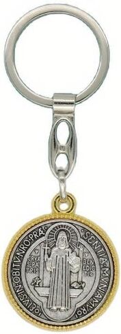 2 قطعة سلسلة المفاتيح SaintBenedict ميدالية الكاثوليكية SanBenito قلادة كيرينغ يسوع الدينية MetalJewelry اكسسوارات ل BagGift in Saudi Arabia