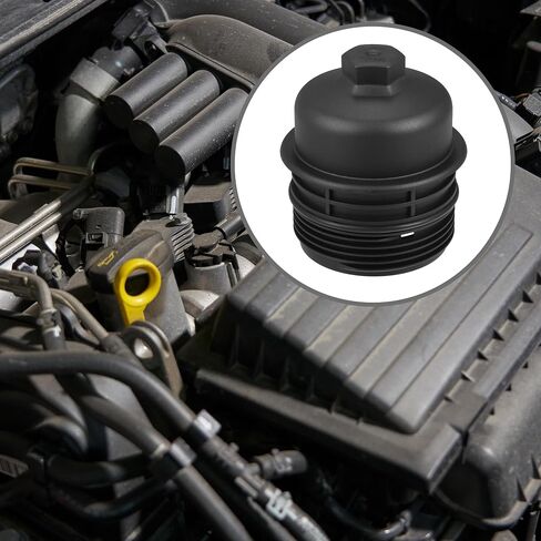 Oil Engine Filter Housing Cap Cover No.26350-3C701 - Car Oil Filter Housing Cap - for Hyundai Palisade 2020-2023 DOHC Plastic Black - 1 Pc in Saudi Arabia