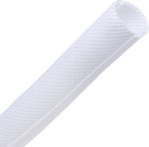 White Split Cable Sleeve Braided Mesh Woven Sheathing Self Wrap Wire Loom Tubing for Cable/Wire/Hose Cord Protector (1'' - 18feet, White) in Kuwait