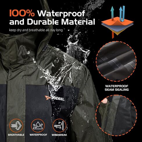 Rodeel Waterproof Jacket and Overalls Set, Waterproof Rain Jacket Bid Suit, Ultimate Protection for Outdoor Adventures in Kuwait