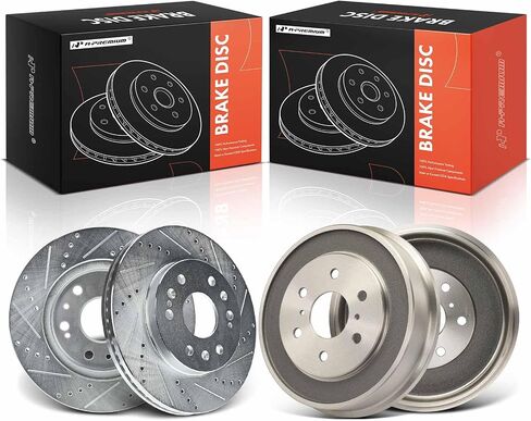 A-Premium Front and Rear Disc Brake Rotors and Drum Kit Compatible with Select Chevrolet and GMC Models - Silverado 1500 2005-2008, Sierra 1500 2005-2008, 4 Pcs in Saudi Arabia