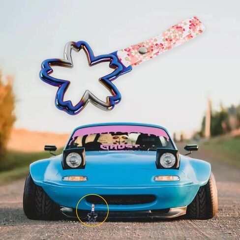 Q1-TECH, JDM Tsurikawa Ring Japanese Subway Train Bus Car Handle Sakura Flower Shaped Handle Hand Strap Rear Front Bumper Warning Rings Drift Charm Drift Bosozoku Car Accessory (Burnt Blue-BLW) in Saudi Arabia