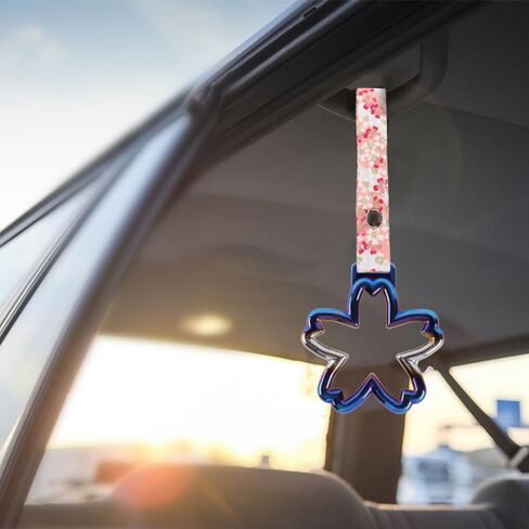 Q1-TECH, JDM Tsurikawa Ring Japanese Subway Train Bus Car Handle Sakura Flower Shaped Handle Hand Strap Rear Front Bumper Warning Rings Drift Charm Drift Bosozoku Car Accessory (Burnt Blue-BLW) in Saudi Arabia