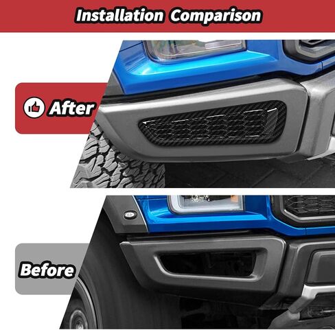 JeCar Carbon Fiber Honeycomb Front Bumper Trim Covers for 2015-2020 Ford F150 Raptor Accessories in Saudi Arabia