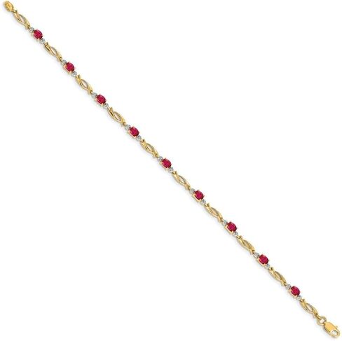 10K Gold 4x3 mm Gemstone and Diamond Bracelet 7.5" in Saudi Arabia