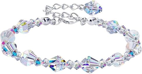 Aurora Crystal Bracelet for Woman Rainbow Crystal Bracelet Fashion Cube Aurora Crystals Adjustable Beaded Bracelets Jewelry in Saudi Arabia