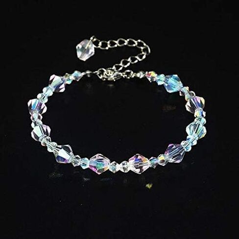 Aurora Crystal Bracelet for Woman Rainbow Crystal Bracelet Fashion Cube Aurora Crystals Adjustable Beaded Bracelets Jewelry in Saudi Arabia