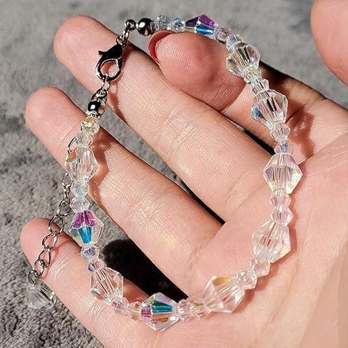 Aurora Crystal Bracelet for Woman Rainbow Crystal Bracelet Fashion Cube Aurora Crystals Adjustable Beaded Bracelets Jewelry in Saudi Arabia