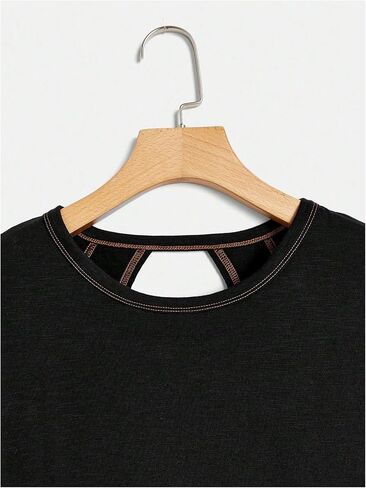 Women's 2 Packs Open Back Tops Criss Cross Cut Out Summer Casual T Shirt Crewneck Short Sleeve Backless Tee in Saudi Arabia