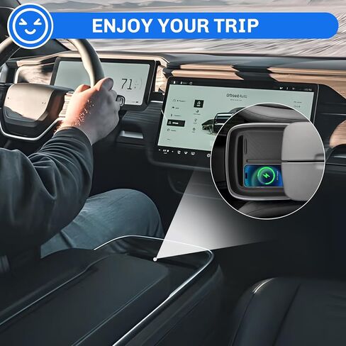 SXCY for 2024 2025 Rivian R1T/R1S Accessories 2022-2025 R1T/R1S Wireless Charging Protective Mats 2024 2025 R1T/R1S Center Console Inserts Liner Anti-Slip Anti-Dust Waterproof Mats in Kuwait
