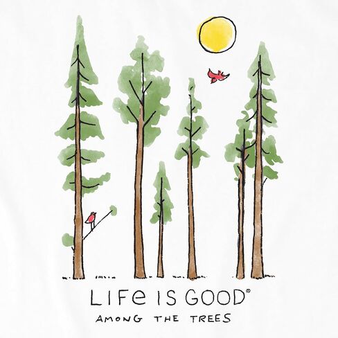 تي شيرت نسائي من Life is Good، تي شيرت برسومات قطنية بأكمام قصيرة، مقاس كبير بين الأشجار in Saudi Arabia