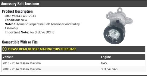 شداد حزام الملحقات - متوافق مع 2009-2014 نيسان ماكسيما لسيارة 3.5L V6 DOHC in Saudi Arabia