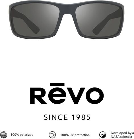 Revo Sunglasses Rebel Superflex: Men's Polarized Serilium Lens with Rectangle Wrap Frame, Matte Grey Frame with Graphite Lens in Saudi Arabia