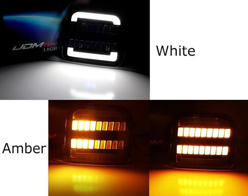 iJDMTOY Euro Black-Out Interior Clear Lens White LED Halo Driving Light/Amber Sequential Blink LED Front Turn Signal Light Assembly, Compatible with 2006-2010 Hummer H3/H3T in Saudi Arabia