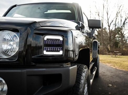 iJDMTOY Euro Black-Out Interior Clear Lens White LED Halo Driving Light/Amber Sequential Blink LED Front Turn Signal Light Assembly, Compatible with 2006-2010 Hummer H3/H3T in Saudi Arabia