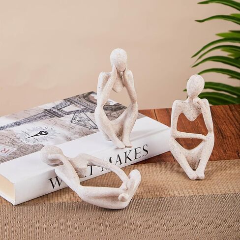 Bookshelf Decor Thinker Statue Home Office - Aesthetic Abstract Art Sculptures Coffee Table Figurine - Reading Minimalist Decorative Ornaments Objects for Coffee Table Desk Hutch Shelf Left in Saudi Arabia