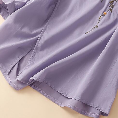 2025 Cotton Linen Embroidery Blouse for Women Casual O-Neck 3/4 Sleeve Shirts Vintage Loose Comfy Tunic Tops in Saudi Arabia