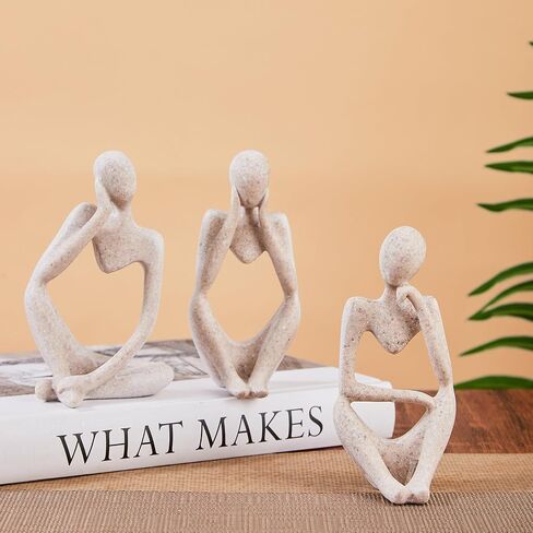 Bookshelf Decor Thinker Statue Home Office - Aesthetic Abstract Art Sculptures Coffee Table Figurine - Reading Minimalist Decorative Ornaments Objects for Coffee Table Desk Hutch Shelf Left in Saudi Arabia